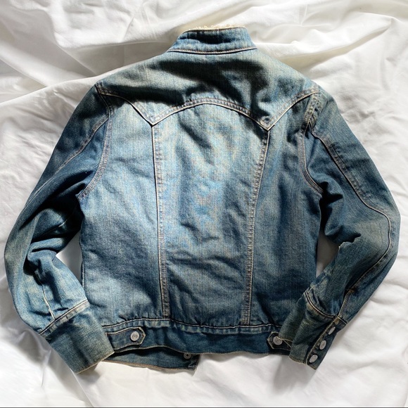 Gap Sherpa Lined Denim Trucker Jacket Small - Picture 6 of 6